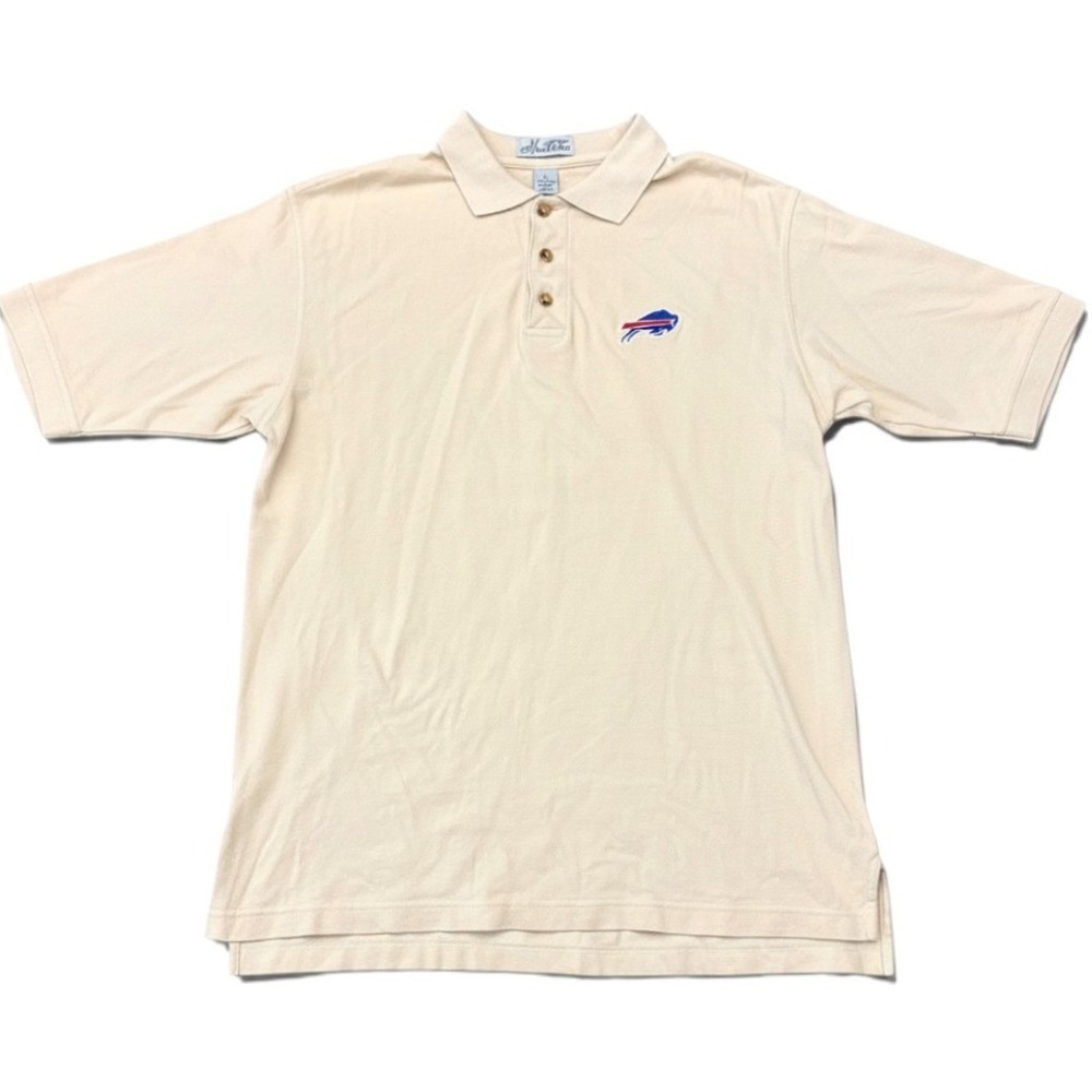 Buffalo Bills Head to Toe Vintage Y2K Polo Shirts Cotton Cream Mens Large NFL